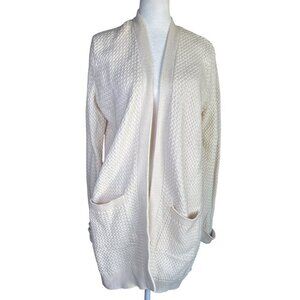 Abercrombie and Fitch Long Cardigan Sweater Size Medium Basket‎ Weave Off White
